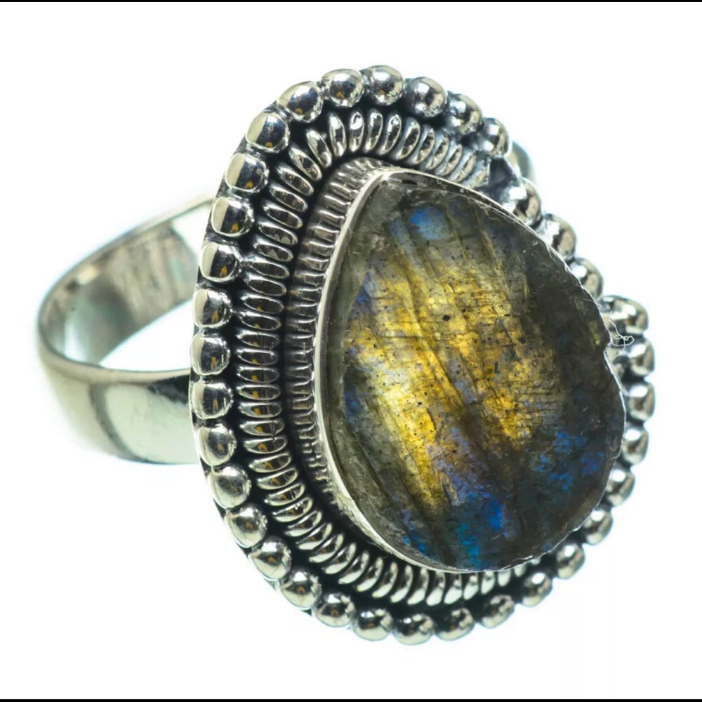 New Labradorite 925 Sterling Silver Ring Size 7.25
